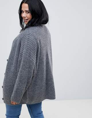 ASOS Curve Design Curve Oversize Cardigan In Chunky Rib With Buttons