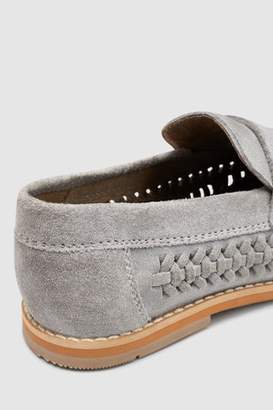 Next Boys Navy Suede Woven Loafers (Older)