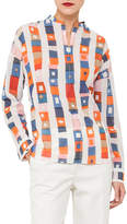 Thumbnail for your product : Akris Long-Sleeve Striped Cotton Tunic Blouse