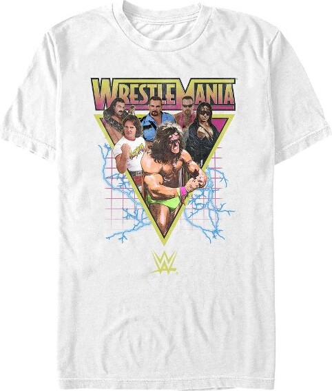 WWE MensWWERetroWrestlersTriangleTShirt-White-3XLarge
