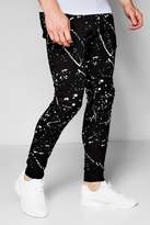 Thumbnail for your product : boohoo Mens Super Skinny Paint Splatter Joggers