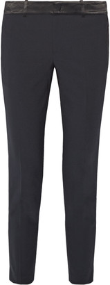Vince Satin-trimmed stretch-wool straight-leg pants