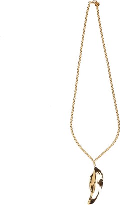 Gold Plated Leaf Design Pendant Necklace Chain for Women Girls - Sale