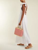 Thumbnail for your product : Sensi Canasta Woven Striped Toquilla-straw Basket Bag - Pink White