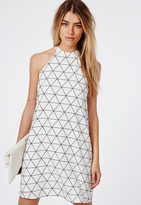 Thumbnail for your product : Missguided Neck Shift Dress White Grid