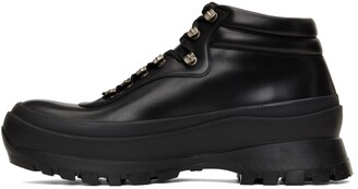 Jil Sander Black Leather Hiking Boots