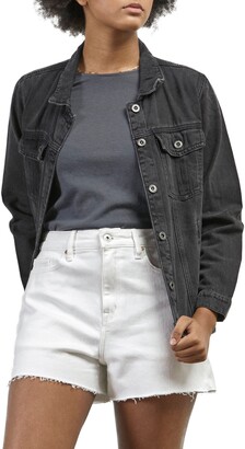 plain black denim jacket