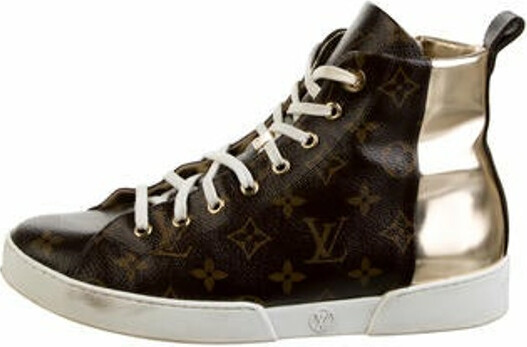 Louis Vuitton Gold Monogram Canvas and Leather Stellar Sneaker Boots Size  40 Louis Vuitton