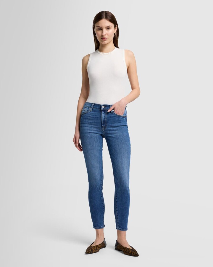 7 For All Mankind High Waist Ankle Skinny in Marsh