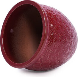 Latitude Run Red Ceramic Planter Of 3 For Indoor Outdoor Use Modern Planters With Glossy Finish And Drainage Hole 15.11 Inches Wide Deep 12.94 High 48.04 Poun