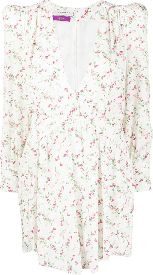 Philosophy di Lorenzo Serafini Floral-Print Flared Silk Dress