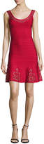 Thumbnail for your product : Herve Leger Grommet Scoop-Neck Ruffled Dress, Lipstick Red