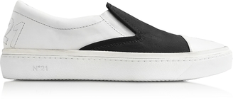 N°21 Black Satin & White Leather Slip-on Sneaker