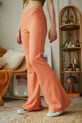 Urban Outfitters Orange Swirl Knitted Flare Pant