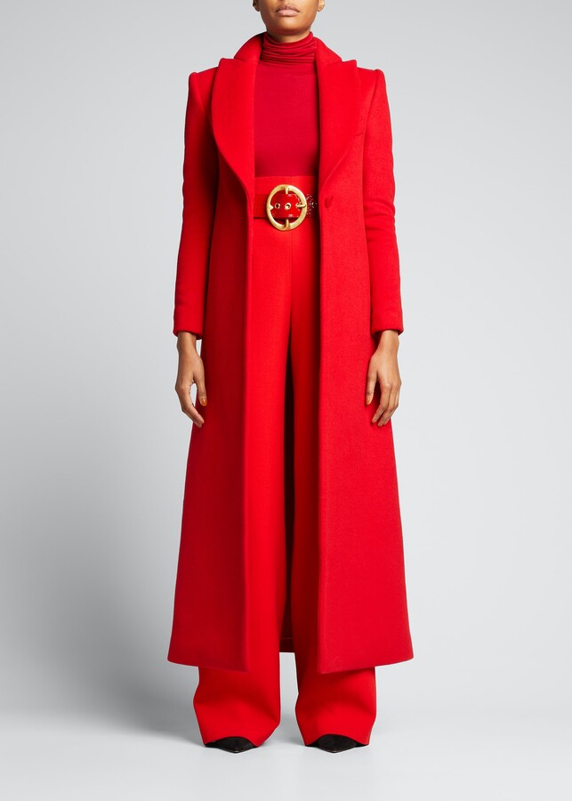 long navy duster coat