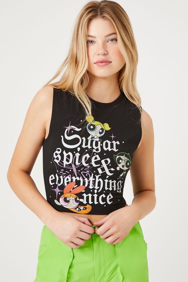 Forever 21 Powerpuff Girls Cropped Muscle Tee ShopStyle Tshirts