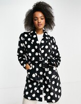Thumbnail for your product : Brave Soul dotty fleece dressing gown in black and white