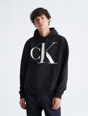 Calvin Klein Monogram Logo Fleece Hoodie - ShopStyle