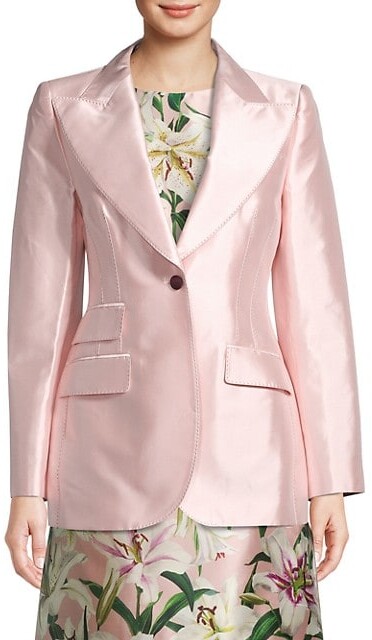 pink silk blazer