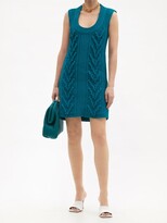 Thumbnail for your product : Bottega Veneta Cutout-back Cotton-blend Aran-knitted Mini Dress - Blue