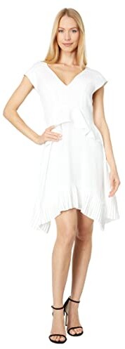 BCBG Max Azria Womens Double Ruffle Peplum Front Slit Fitted Gown