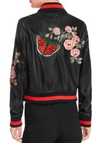 Thumbnail for your product : Bagatelle Faux Leather Floral Bomber Jacket