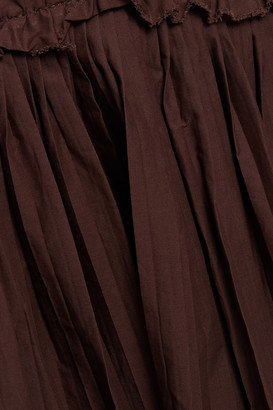 Nicholas Abrielle Ruffle-trimmed Pintucked Cotton Maxi Dress