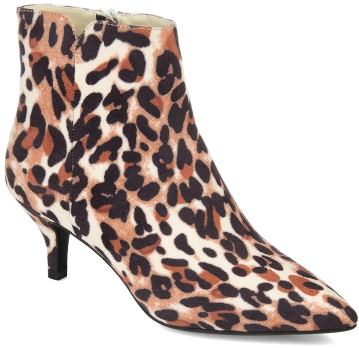 leopard booties low heel