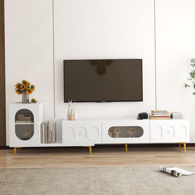 Wood Extendable TV Stand Rectangle Entertainment Center,Media TV Console for Living Room Bedroom