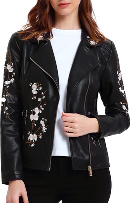 leather jacket with flowers