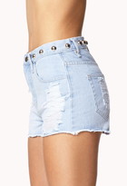 Thumbnail for your product : Forever 21 studded distressed denim shorts