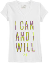 Thumbnail for your product : Under Armour Girls' I Can And I Will V-Neck Tee