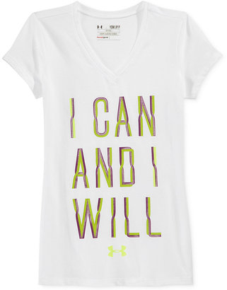 Under Armour Girls' I Can And I Will V-Neck Tee