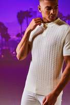 Thumbnail for your product : boohoo Mini Cable Knit Short Sleeve Muscle Fit Polo