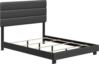 Boyd Sleep Napoli Faux Leather Fabric Upholstered Platform Bed Frame w/Adjustable Headboard, no Noise Strong Wood Slat Support, Box Spring/Foundation