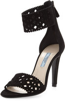 Thumbnail for your product : Prada Cutout Suede Ankle-Wrap Sandal