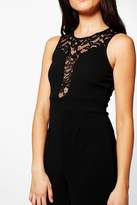Thumbnail for your product : boohoo Lace Detail Culotte Jumpsuit