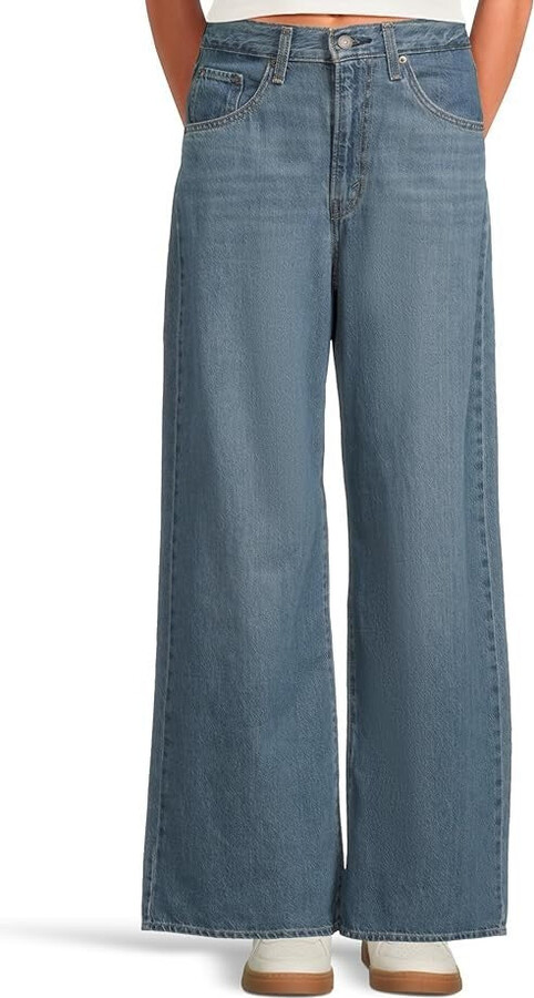 Levi's Women's Cinch Baggy Jeans Blue Cotton High-Rise Straight Leg BUU546