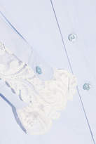 Thumbnail for your product : Gucci Bow-embellished Lace-trimmed Cotton-poplin Shirt - Sky blue