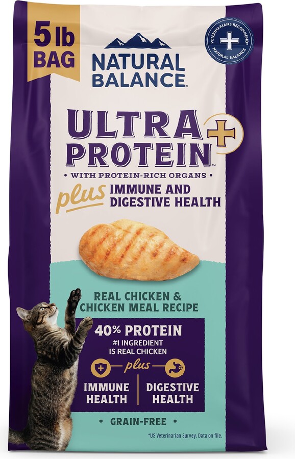 Natural Balance Ultra Protein Plus Immune & Digestive Health Chicken & Chicken Meal Dry Cat Food, 5-lb bag