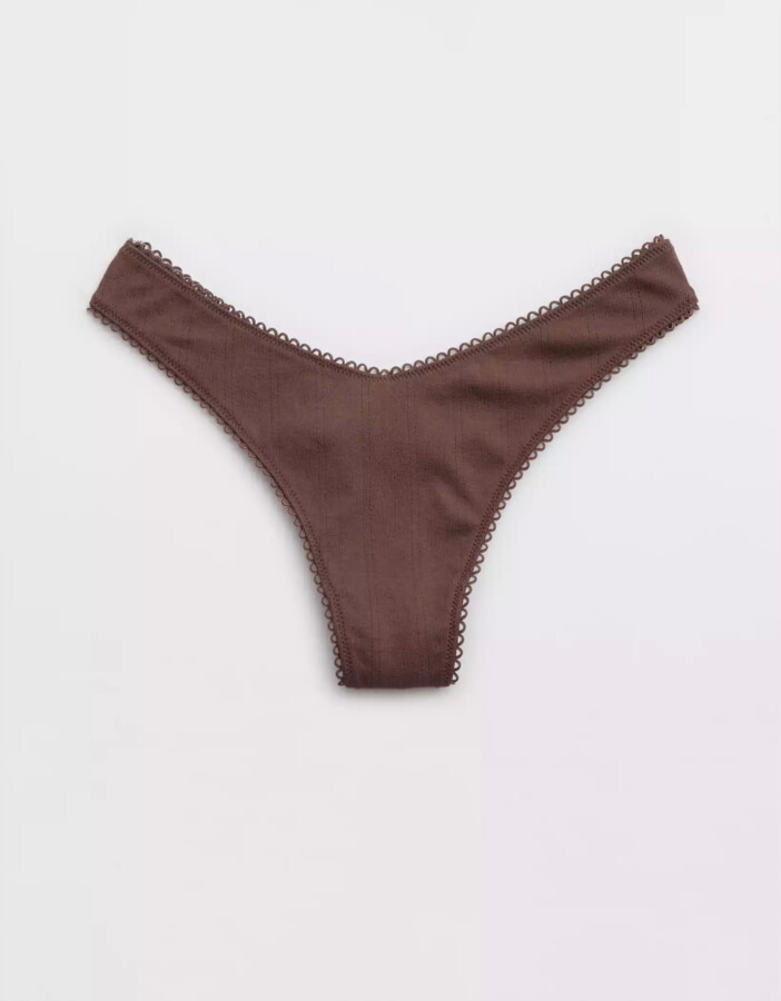aerie Pointelle High Cut Thong Underwear - ShopStyle