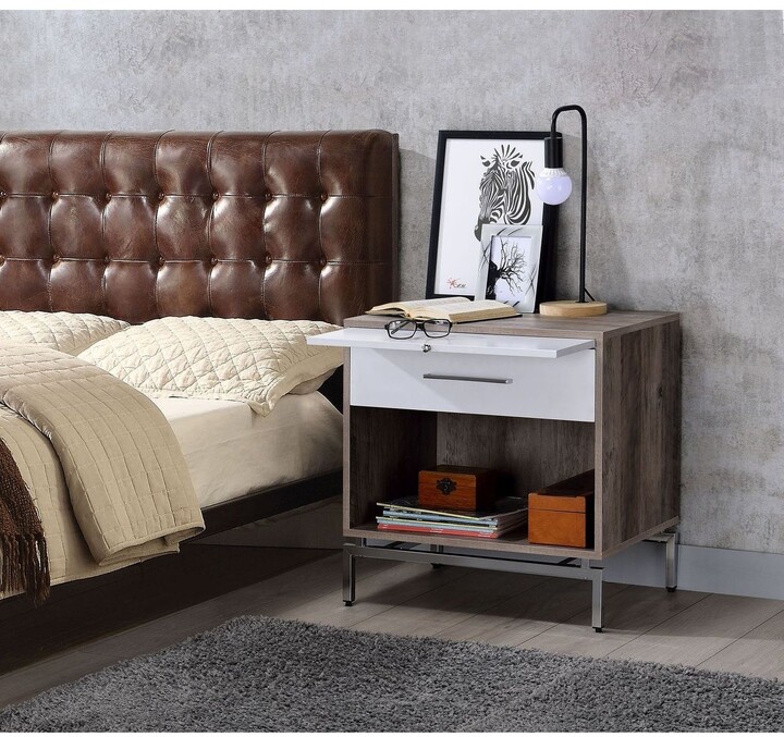 Calnod Contemporary Style Accent Table with Pull Tray, Bedside Table 1