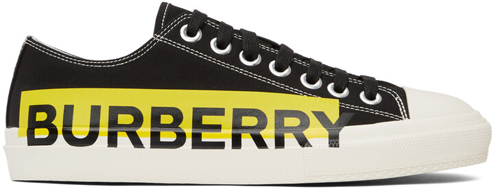 Burberry Black & Yellow Gabardine Larkhall Sneakers - ShopStyle