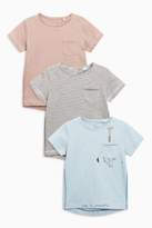 Thumbnail for your product : Next Boys Blue/Blush/White Stripe Giraffe T-Shirt Three Pack (3mths-6yrs)