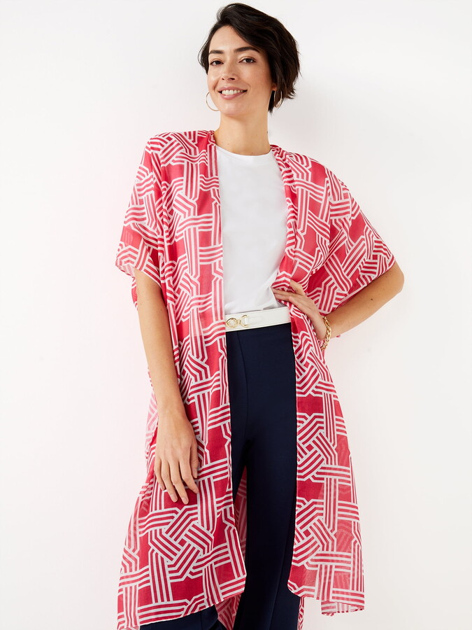 C. Wonder Women’s Open-Front Geo-Print Duster