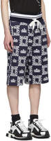 Thumbnail for your product : Dolce & Gabbana Navy and White Crown Logo Shorts