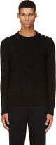 Thumbnail for your product : Balmain Black Merino & Mohair Buttoned- Shoulder Sweater