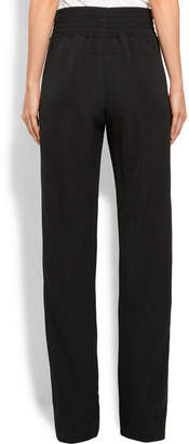 Givenchy Satin-trimmed Grain De Poudre Wool Wide-leg Pants - Black