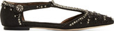 Thumbnail for your product : Dolce & Gabbana Black Brocade Rhinestone T-Strap D'Orsay Flats