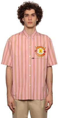MSGM Print Striped Cotton Poplin Shirt